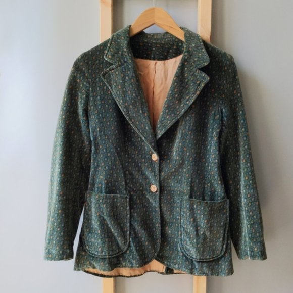 Vintage Saks Fifth Avenue Designer Velvet Floral Blazer Small Medium - Picture 7 of 7